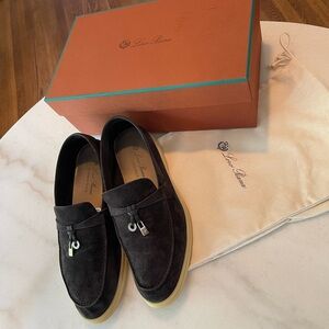 Loro Piana Summer Walk Charms Suede Loafers